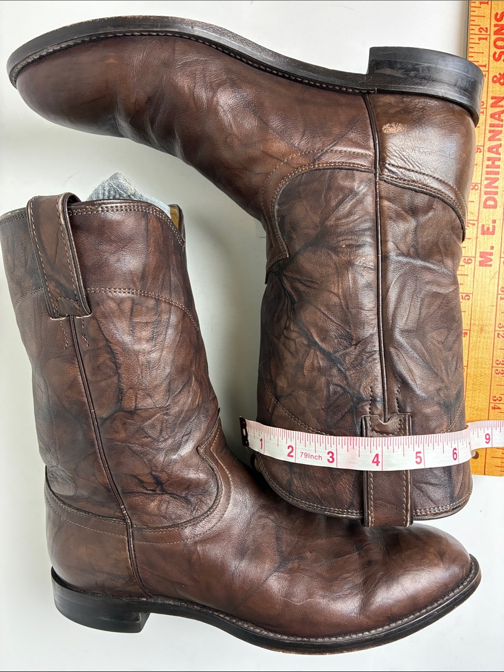 Justin Boots Classic Roper Jackson 3162 Dark Brown Mens Size 8.5 D Western Rodeo - Picture 14 of 16
